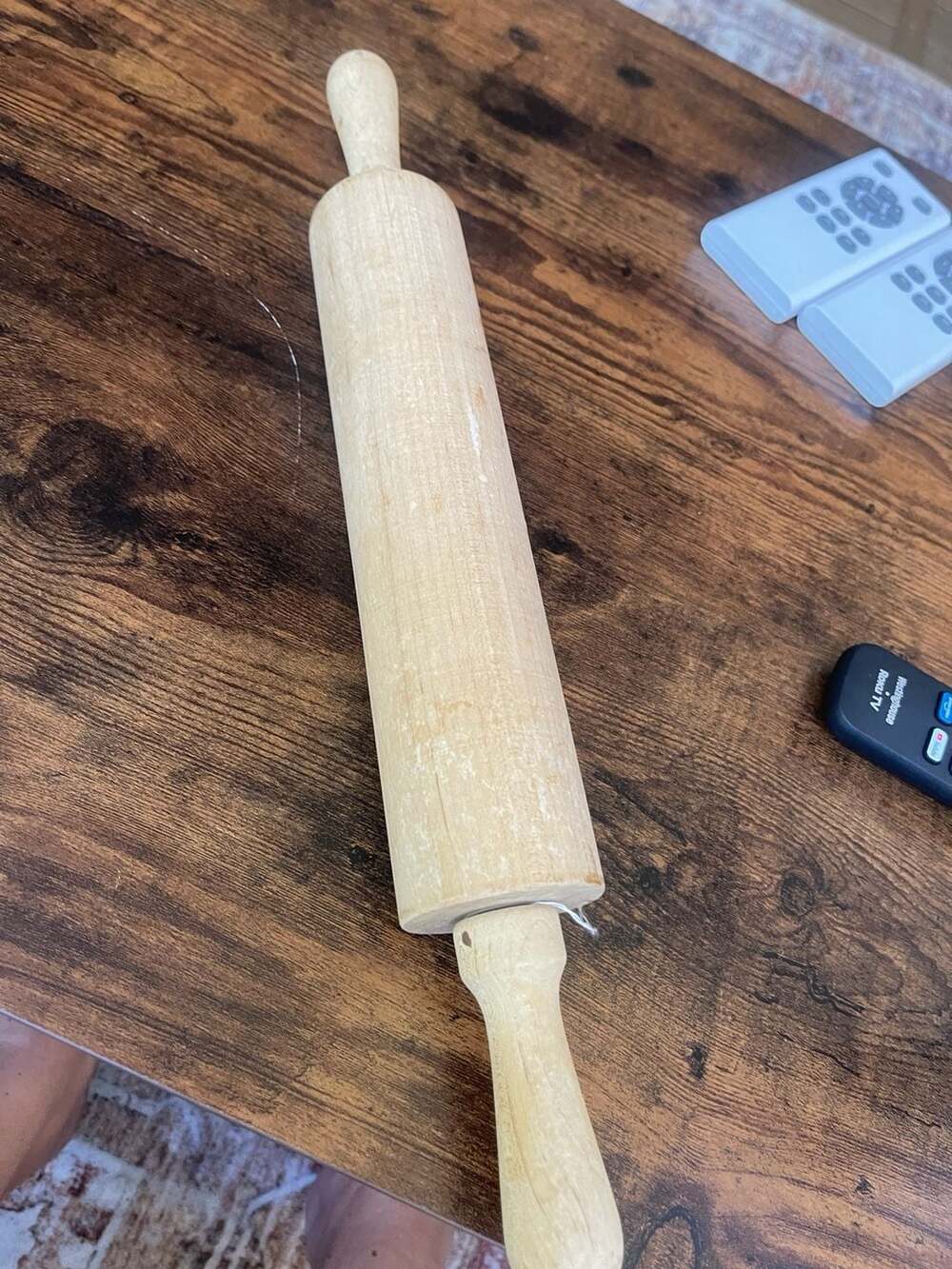 Large Heavy Antique Vintage 18” Long Wood Rolling Pin, Hand Cut, 7 Inch Diameter
